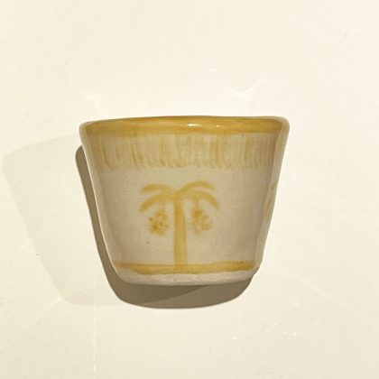 Coffee Finjan with yellow palm drawings